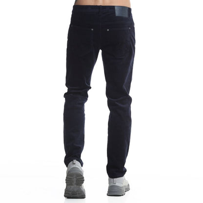 Pantalon Hombre Cotelé Slim Tiro Medio Azul