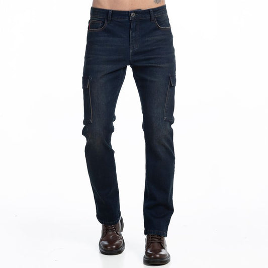 Jeans Hombre Cargo Tiro Medio dark Blue Oxidado