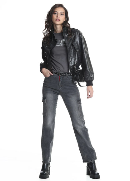 Chaqueta Mujer Bomber Pu Negro