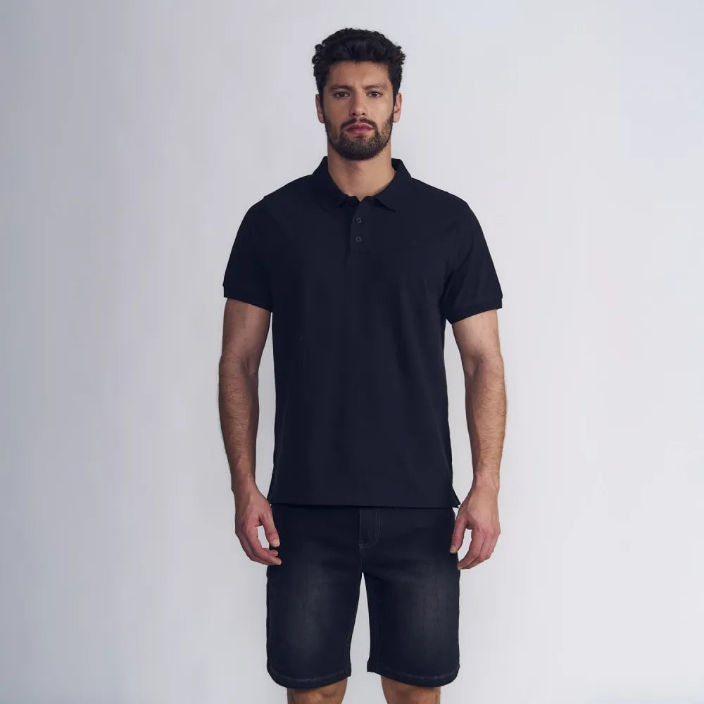 polera-m/c-polo-piqué-silicone-wash-negro