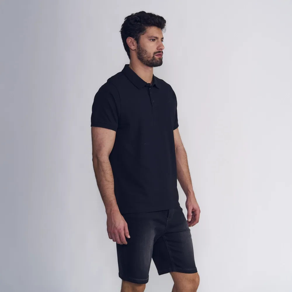polera-m/c-polo-piqué-silicone-wash-negro