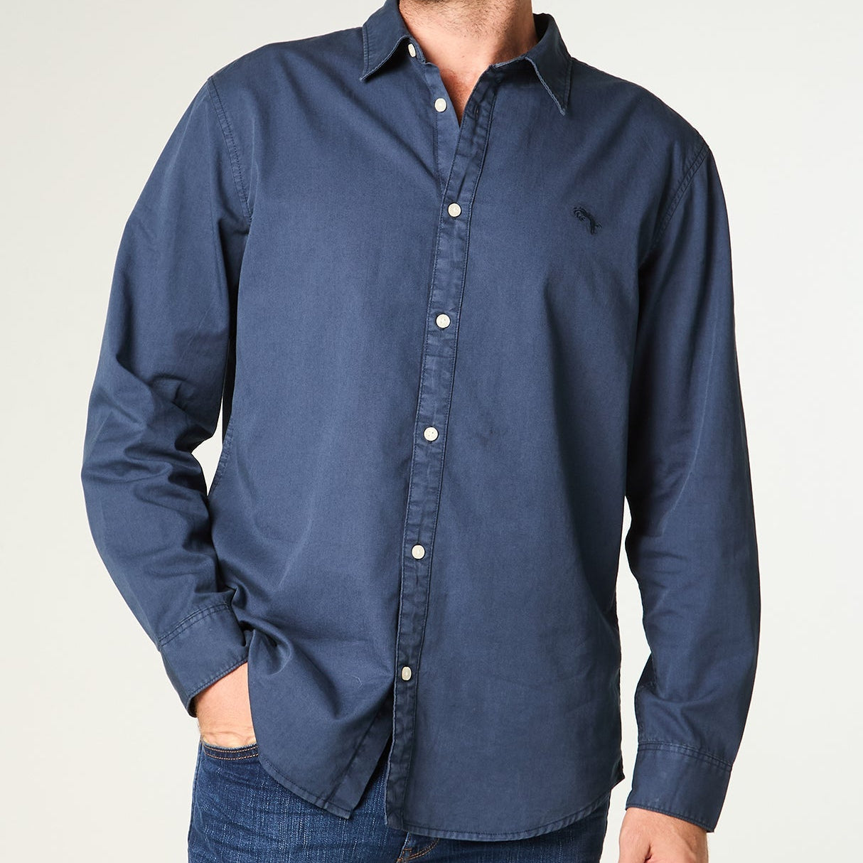 Camisa Hombre Manga Larga Navy