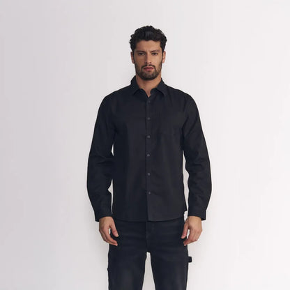 camisa-hombre-garment-dye-solid-negro