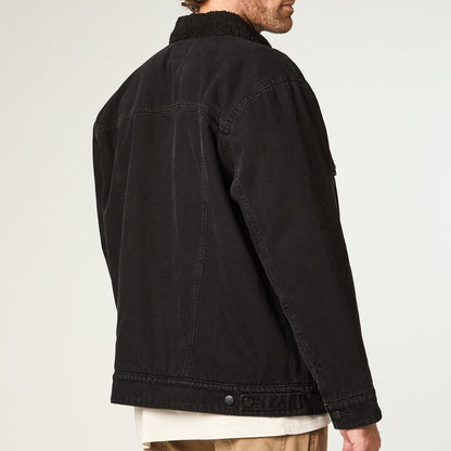Casaca Hombre Sherpa Abotonada Negro