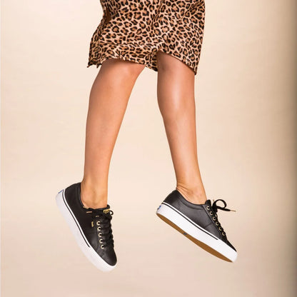 Zapatilla Mujer Cuero Jump Kick Duo Negra