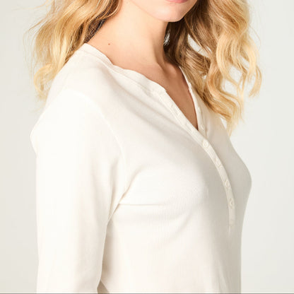 Polera Mujer Manga Larga Algodon Blanco