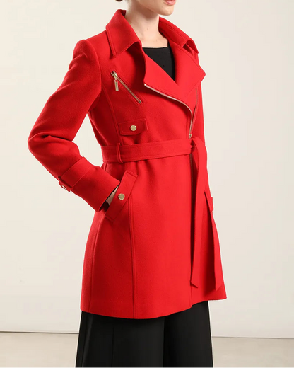 Abrigo Mujer Biker Muflon Rojo