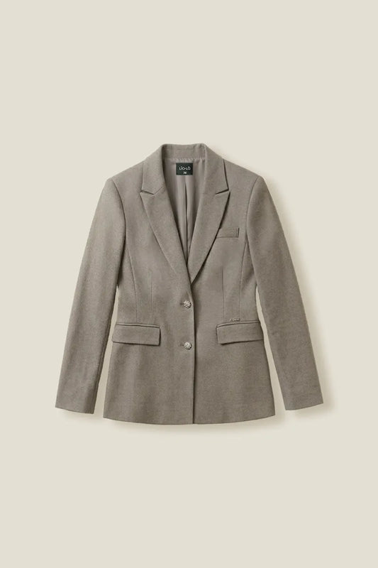 Blazer Mujer Boton Joya Gris