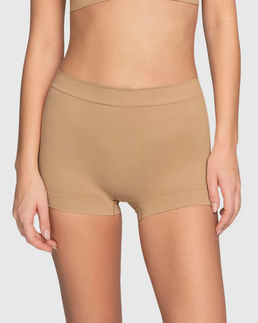 Bóxer Mujer En Tecnología Seamless De Total Comodidad Café Claro