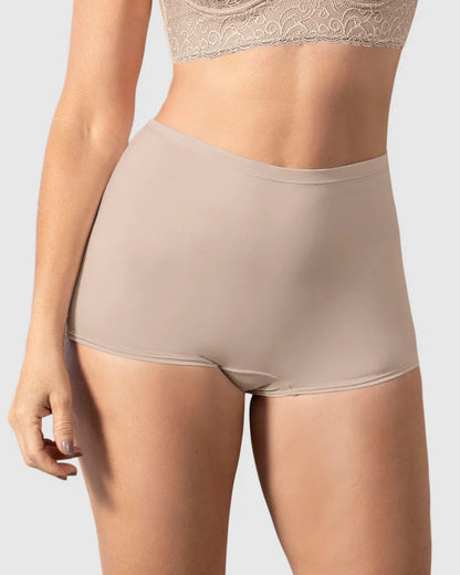 Boxer Mujer Tiro Alto En Tela Lisa Café Claro