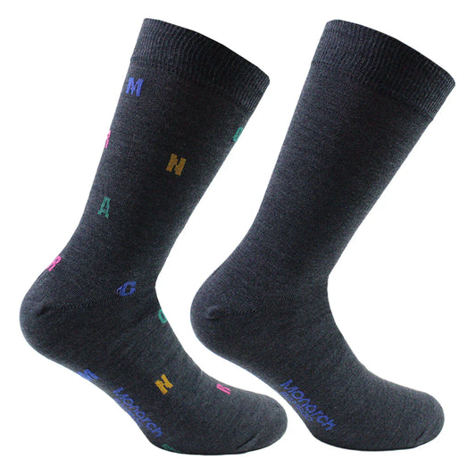 Calcetin Hombre Bamboo 2 Pares Letras Marengo