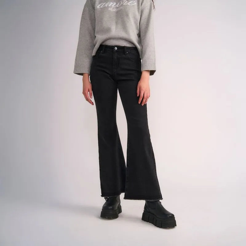 Jeans Mujer Bootcut Detalle Basta Gris Oscuro