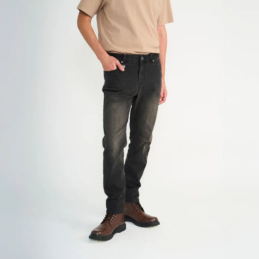 Jeans Hombre Slim Bordado Negro Oil Ring