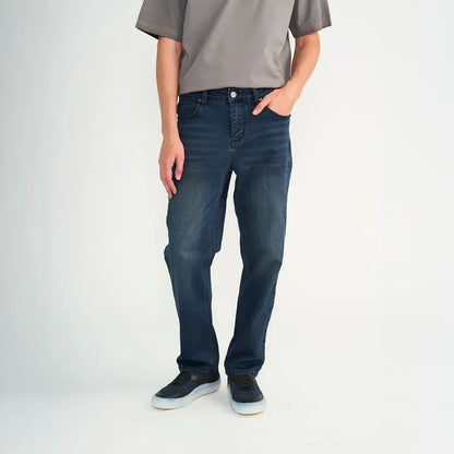 Jeans Hombre Relaxed Oxidado Jogger Azul Oscuro