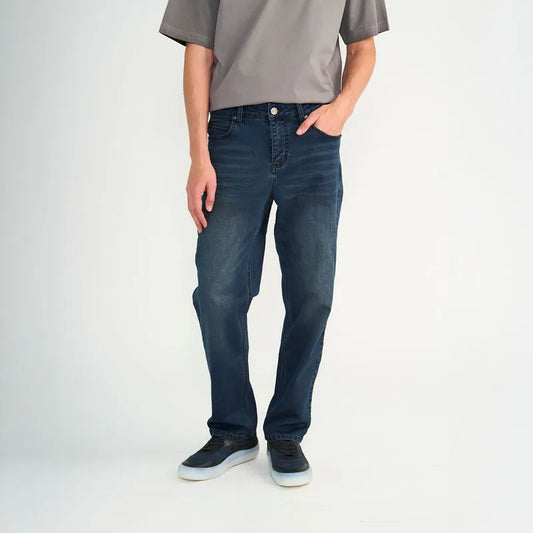 Jeans Hombre Relaxed Oxidado Jogger Azul Oscuro