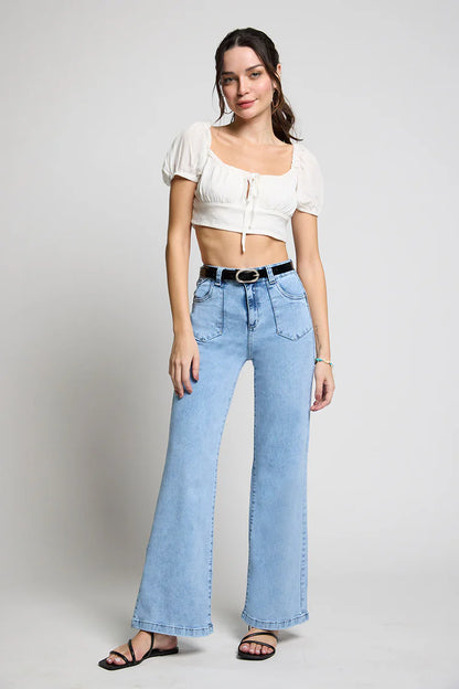 Jeans Mujer Wide Leg 5233 Celeste
