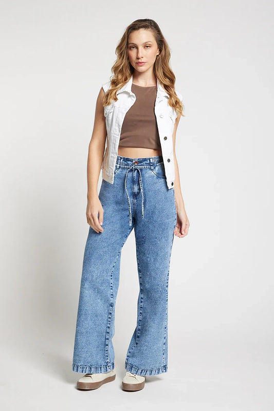 Jeans Mujer Wide Leg Verano 4907 Azul