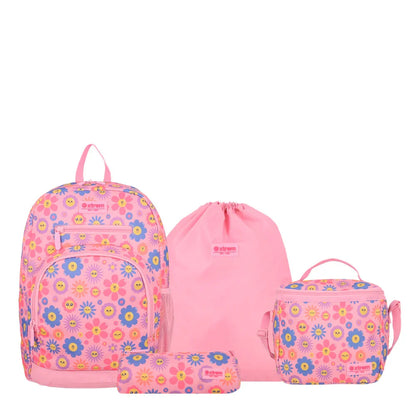 Mochila + Estuche + Lonchera Multipack Niña Flores Pink