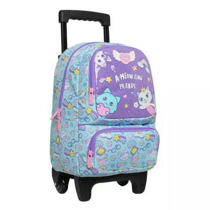 Mochila Infantil Niña Winner Cat Print Menta