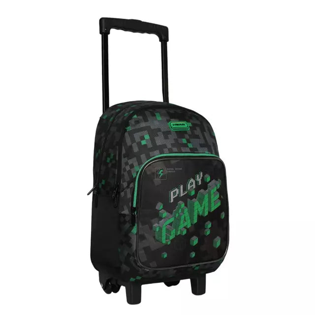 Mochila con Ruedas Infantil Niño Chips Gamer Negro Verde