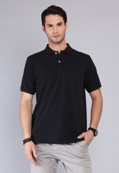 Polera Hombre Pique Manga Corta Negra