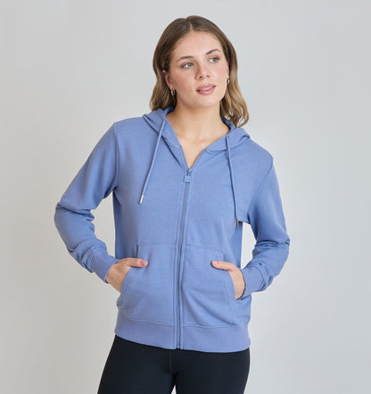 Poleron Mujer Deportivo Celeste Azul Piedra