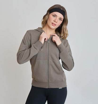 Poleron Mujer Deportivo Celeste Cafe