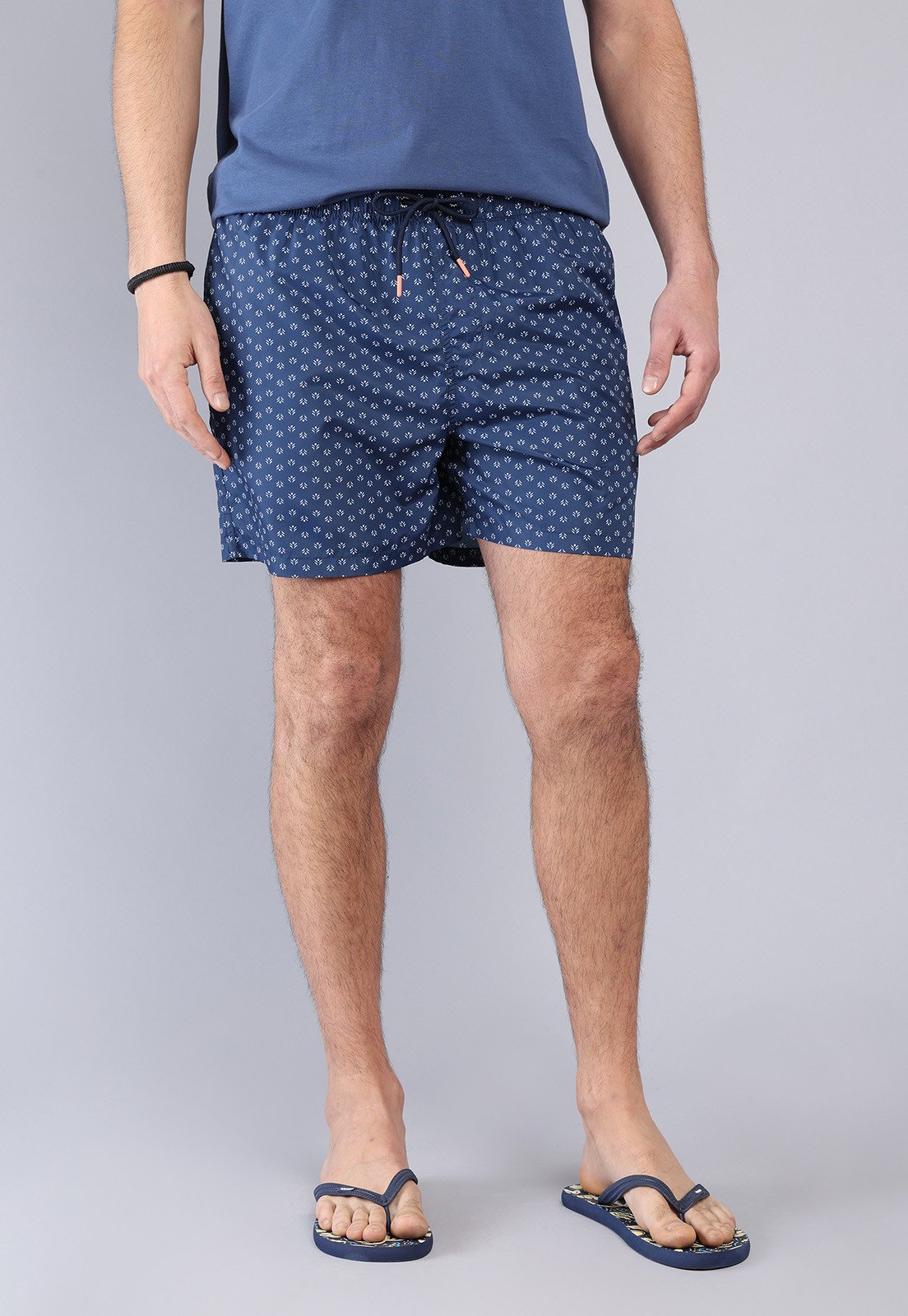 Short De Baño Hombre Print Azul