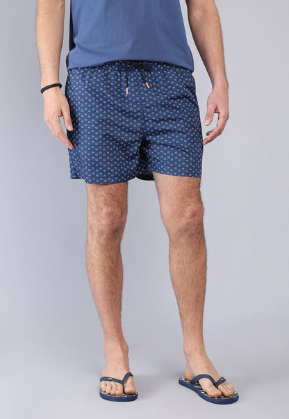 Short De Baño Hombre Print Azul