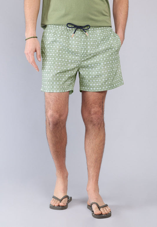 Short De Baño Hombre Print Verde