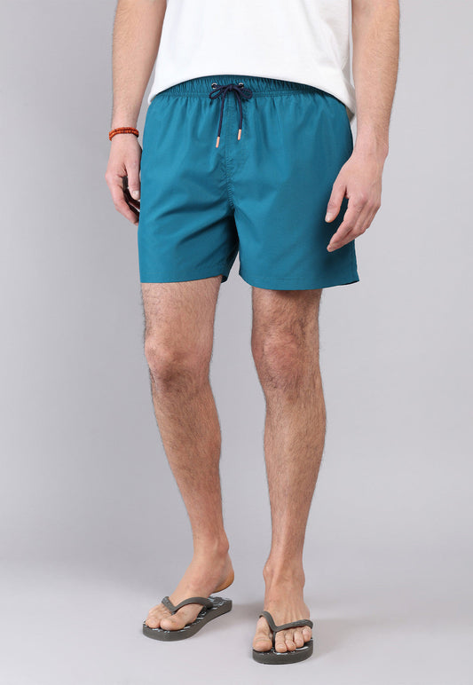 Short De Baño Liso Turquesa