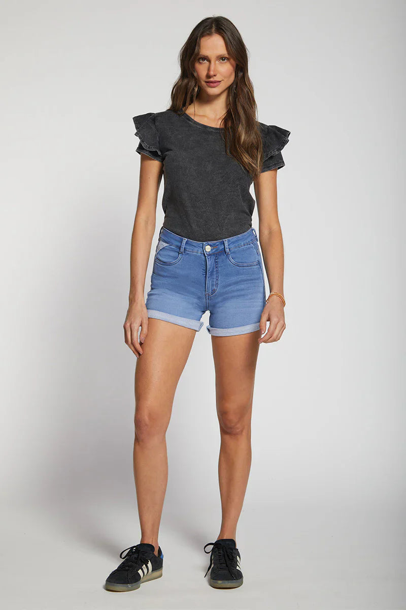 Short Mujer Tiro Alto 4627 Celeste