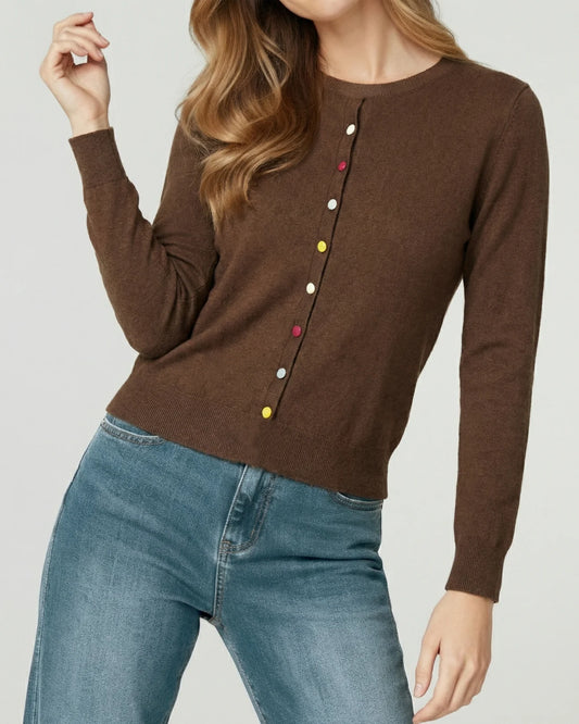Sweater Mujer Josefina Regular Cuello Redondo Manga Suelta Chocolate