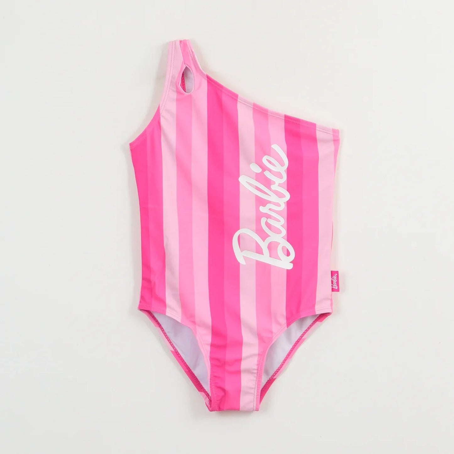 Traje De Baño Etero Niña Rayas Estampado Barbie Fucsia