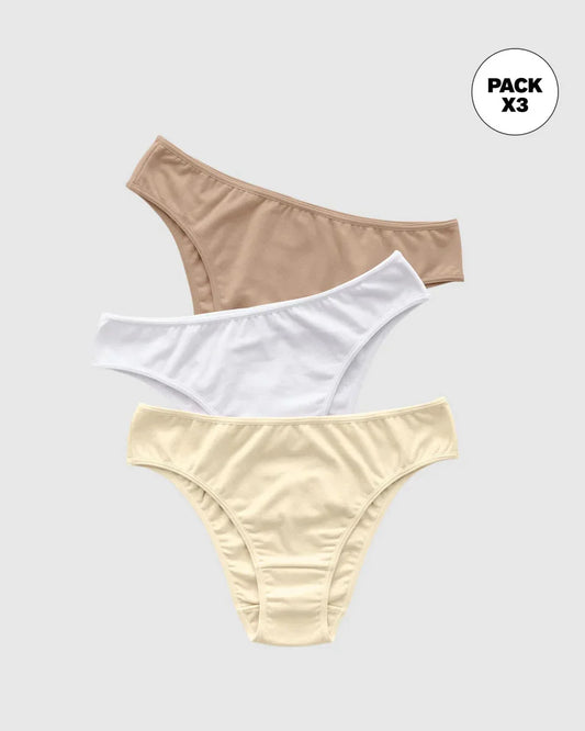 Tripack Tangas Mujer Ultra Cómodas Café/Blanco/Marfil