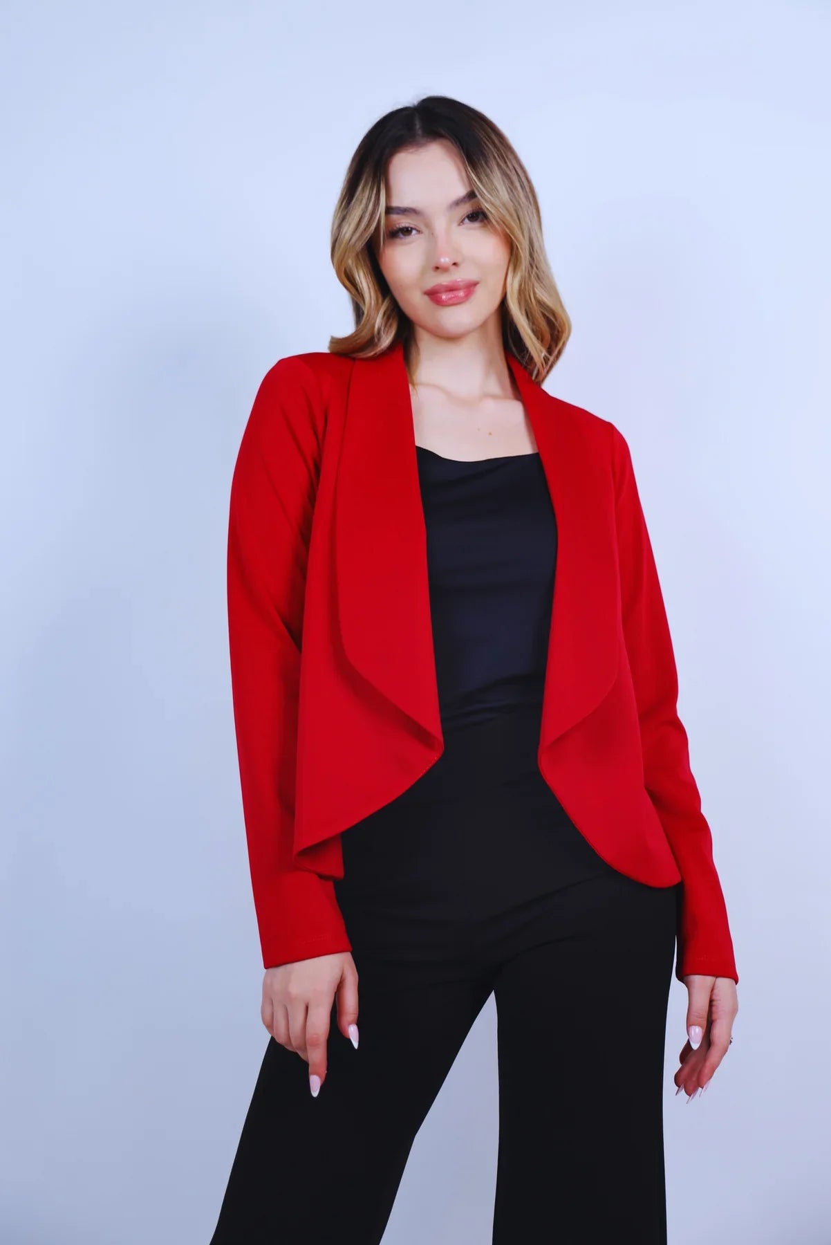 blazer-mujer-básico-rojo