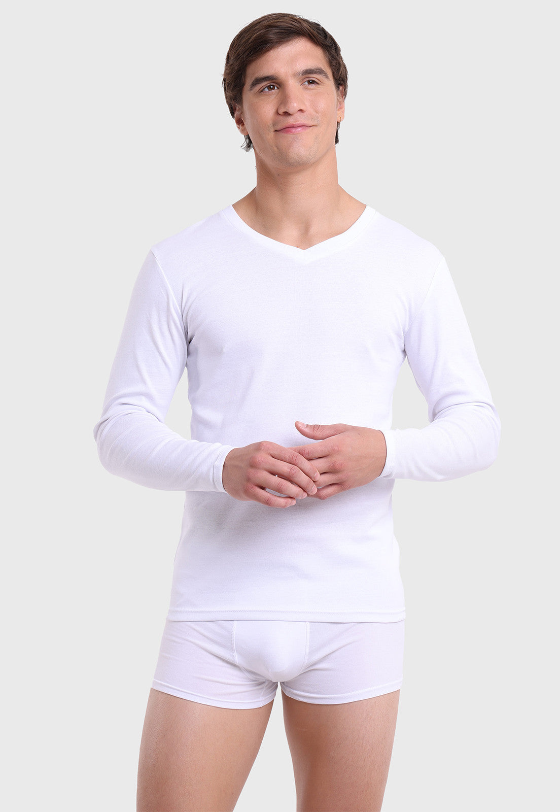 Camiseta Hombre Bipack Cuello en V Blanco