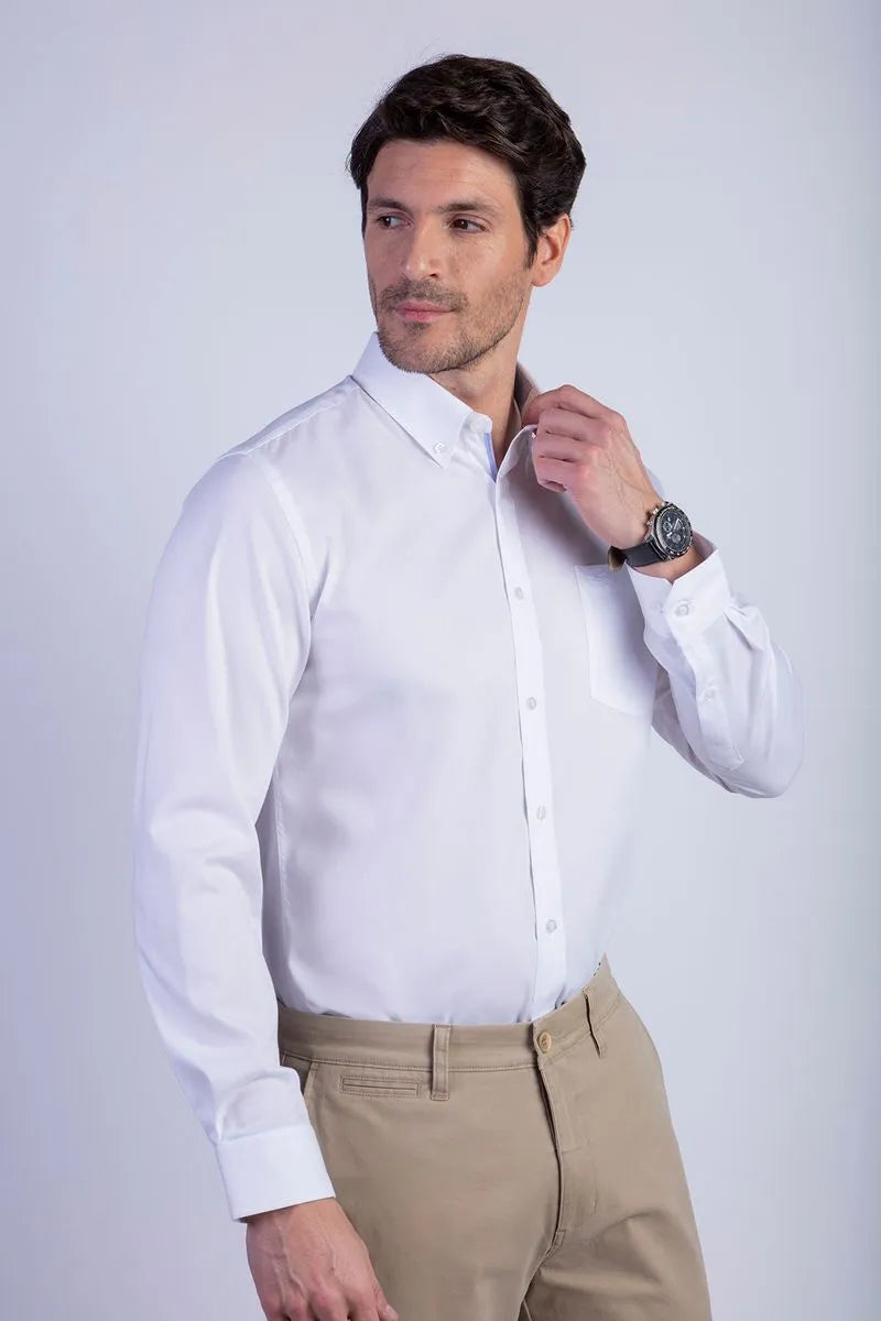 camisa-hombre-smart-casual-oxford-blanca
