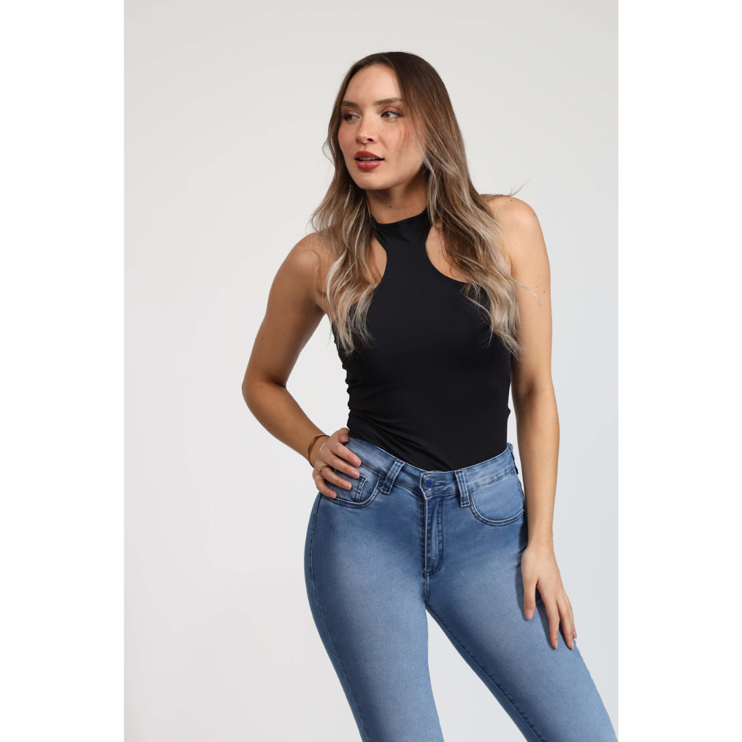 Jeans Mujer Cintura Tobillero Azul 4010