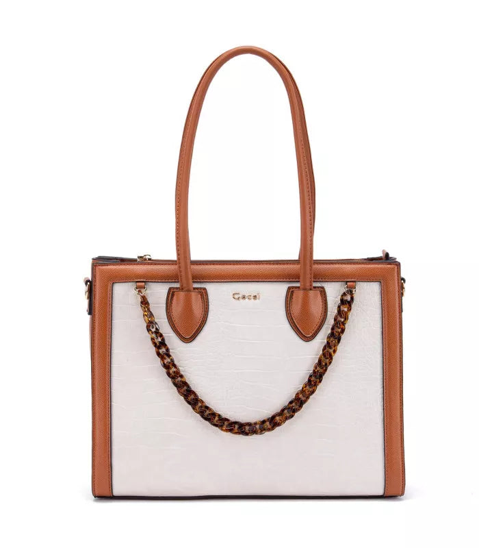 Cartera Mujer Dos Asas Grande Off White