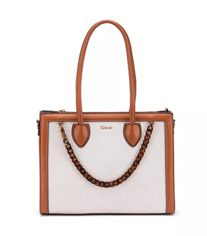 Cartera Mujer Dos Asas Grande Off White