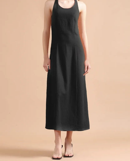 vestido-mujer-midi-con-lino-negro