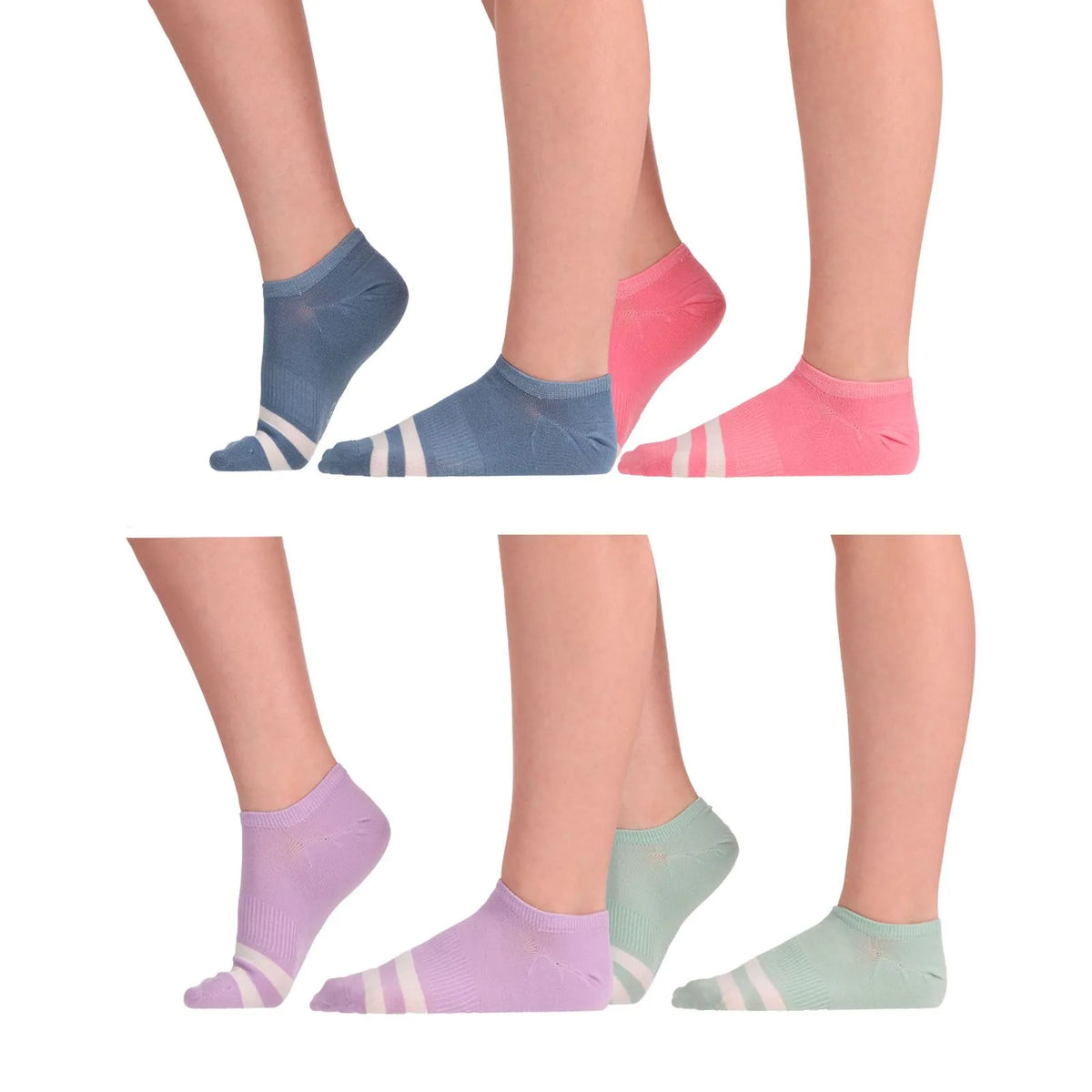 Fourpack Calcetín Mujer Tobillo Bambú Lavanda, Azul, Menta & Rosado