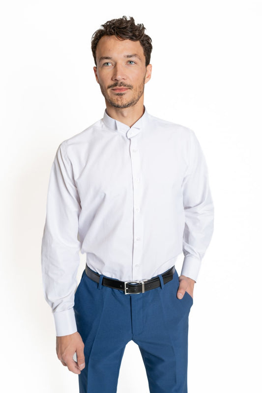 Camisa Hombre Cuello Paloma Blanca