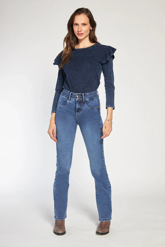 Jeans Mujer Alto Recto Push In Push Up 4742 Azul