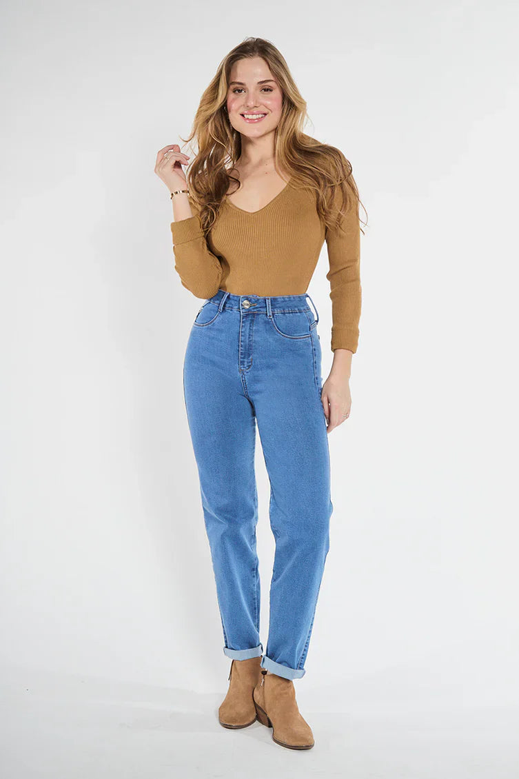 Jeans Mujer Baggy 5102 Celeste