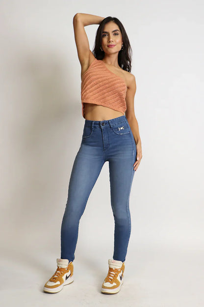 Jeans Mujer Tiro Alto Pitillo 4841 Azul