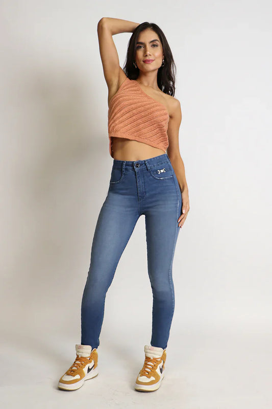 Jeans Mujer Tiro Alto Pitillo 4841 Azul