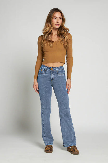 Jeans Mujer Tiro Alto Recto 5059 Azul