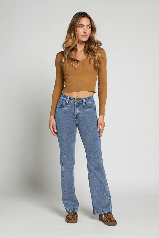 Jeans Mujer Tiro Alto Recto 5059 Azul